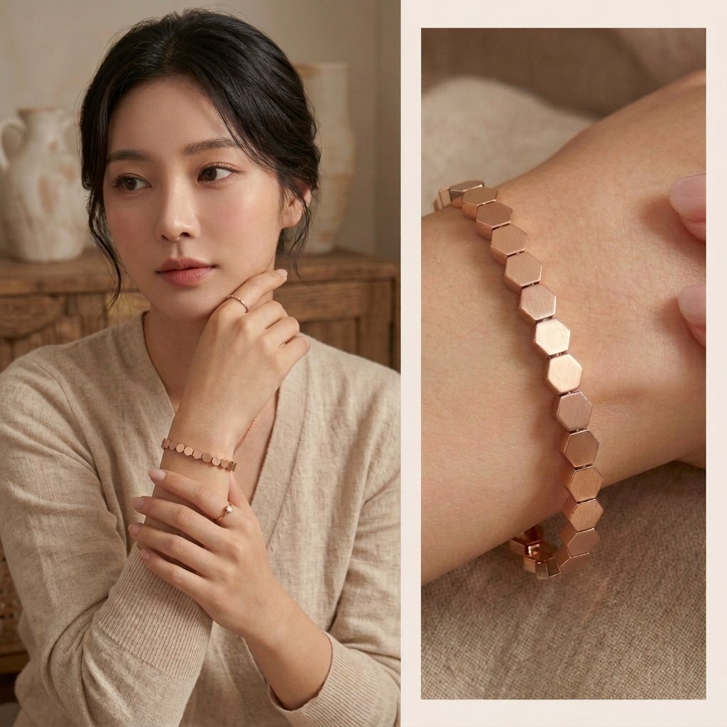 헥사곤 슬림 14k 팔찌 상품 사진 4