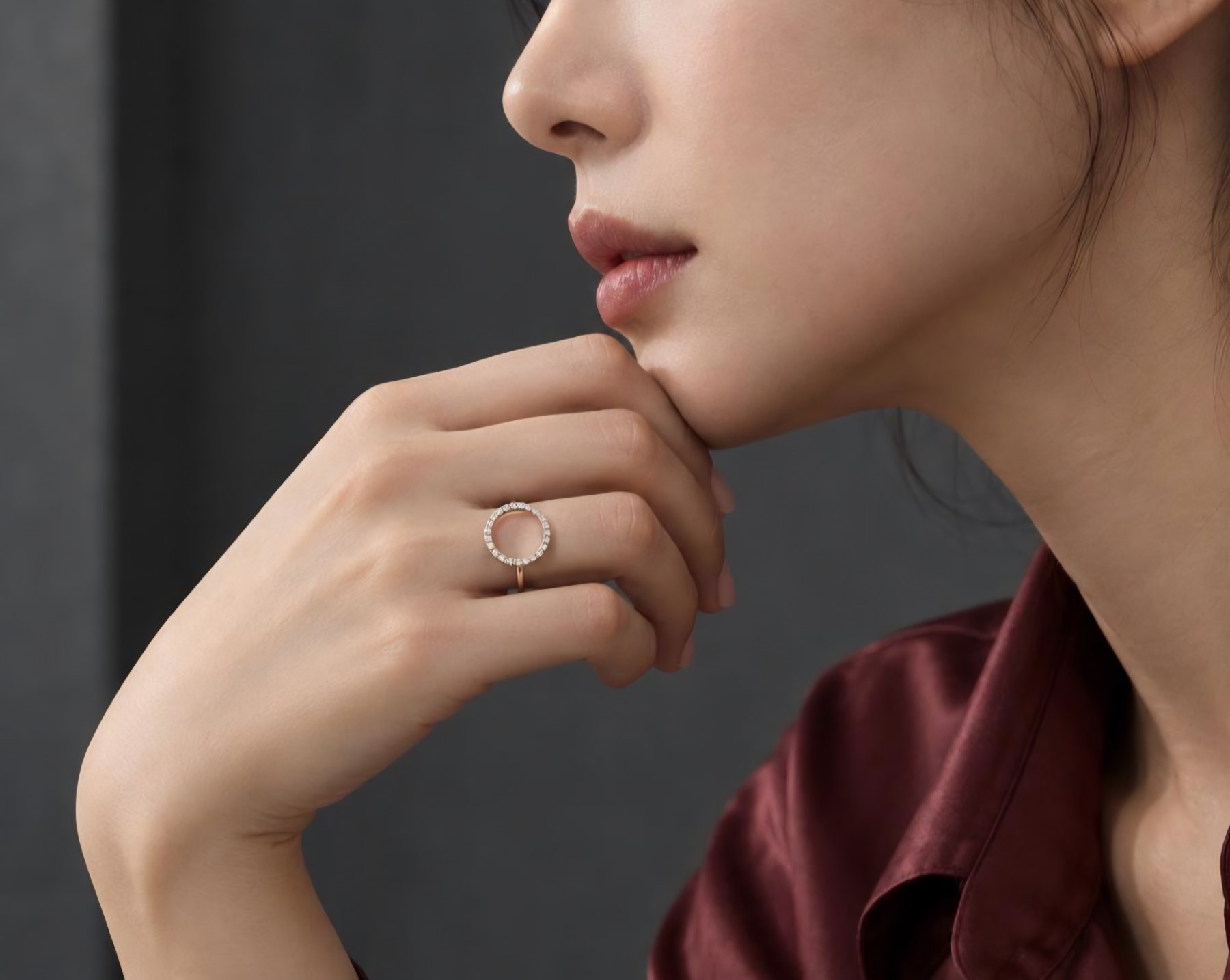 14K 투명 원형 랩다이아몬드 파베 링반지 상품 사진 3