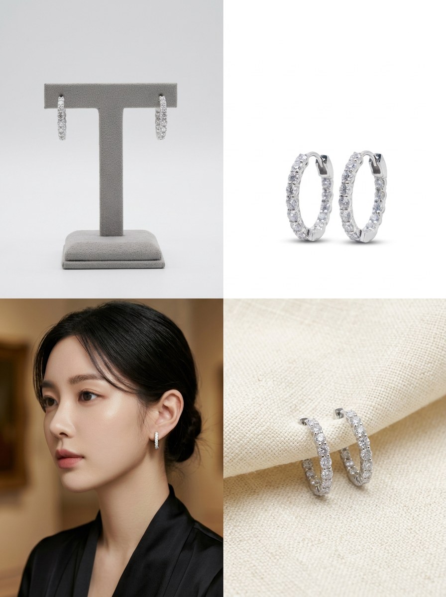 14K 슬림 랩다이아몬드 링 귀걸이 상품 사진 3