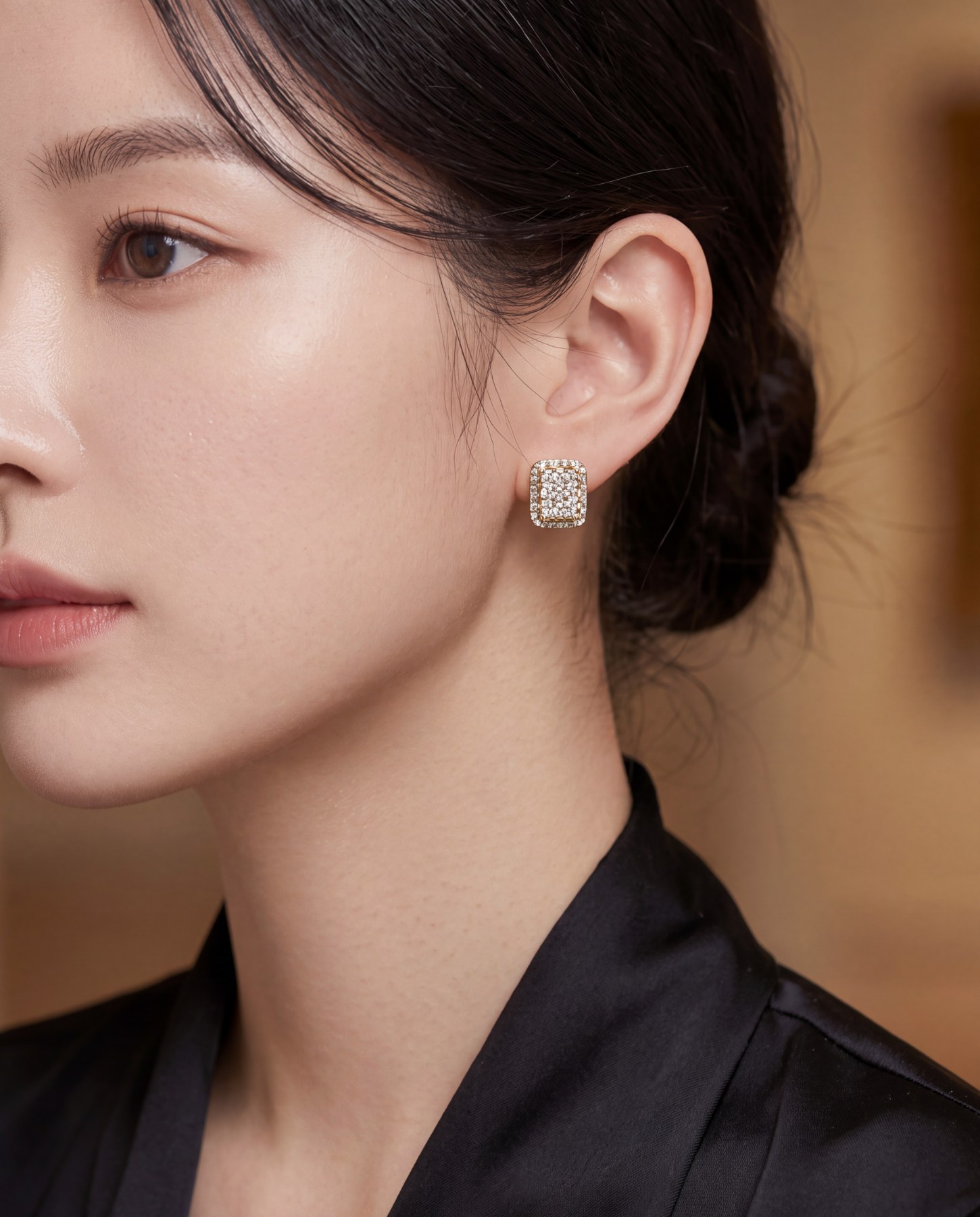 14K 정사각 파베 링 귀걸이 상품 사진 4