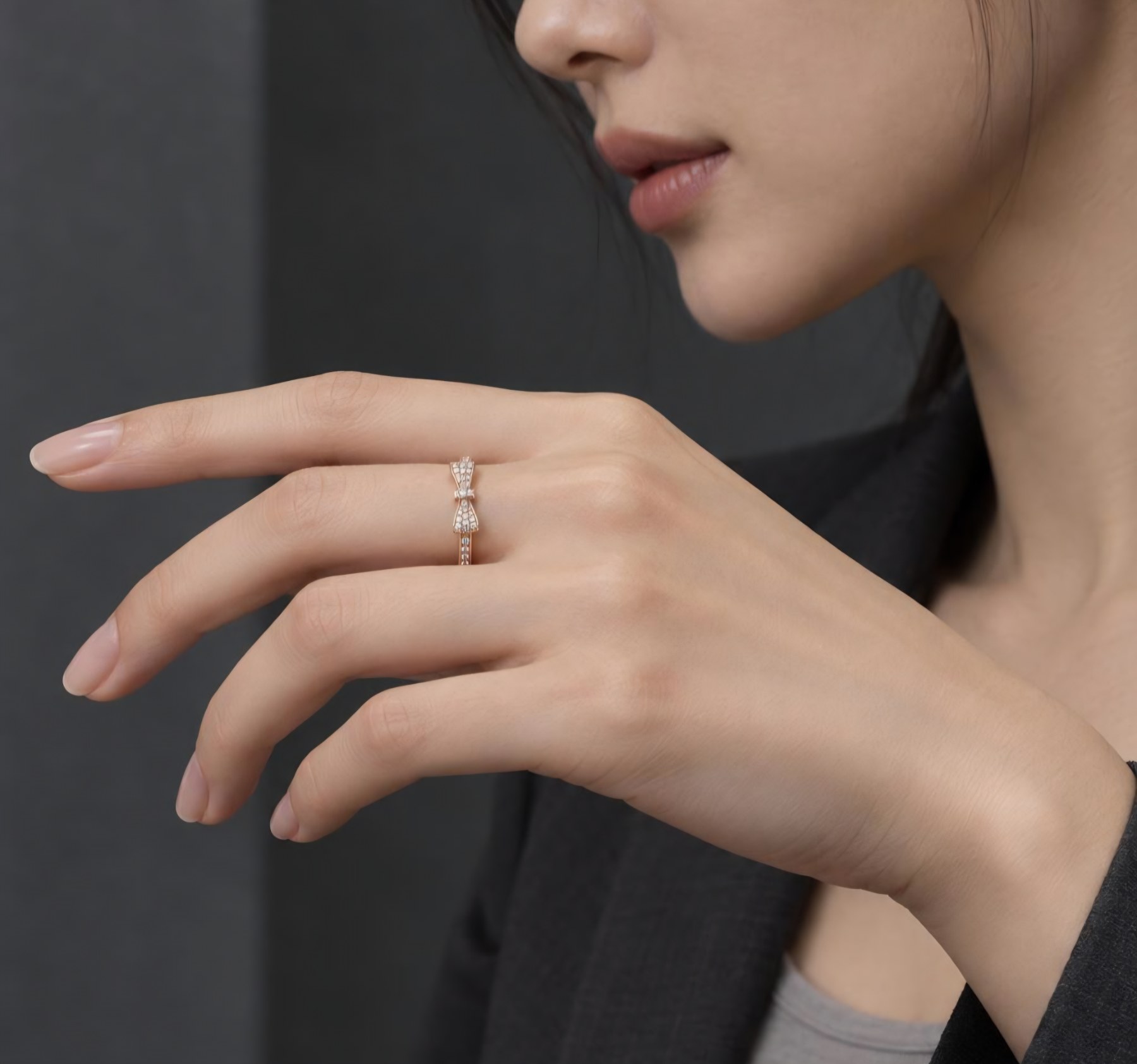 14K 리본포인트 랩다이아몬드 반지 상품 사진 4