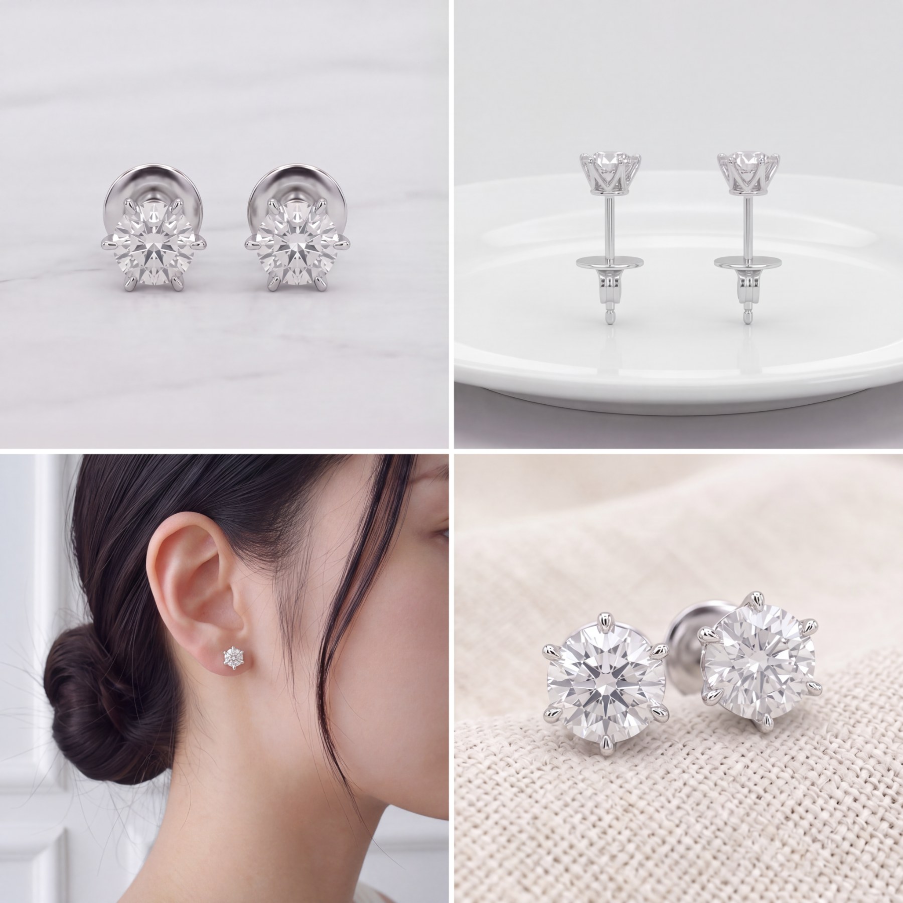 14K 5부 6발 프롱다이아 귀걸이 상품 사진 3