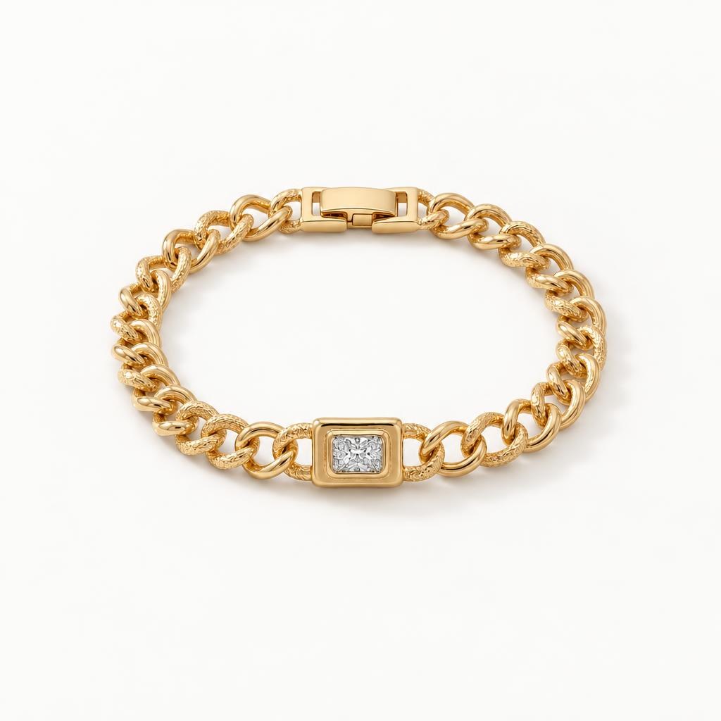 14K 커프체인 팔찌 실측 크기 세로 0.75cm 안내 이미지