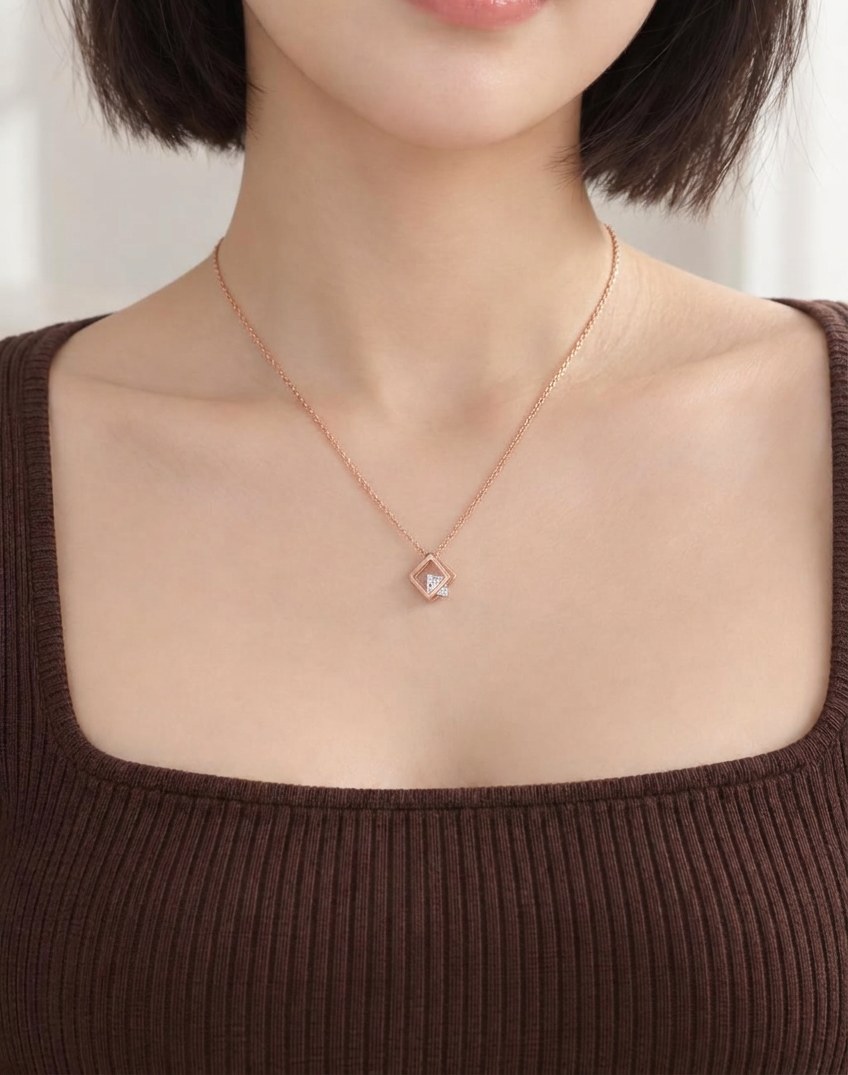 사각프레임 큐브 펜던트 14k 목걸이 상품 사진 4