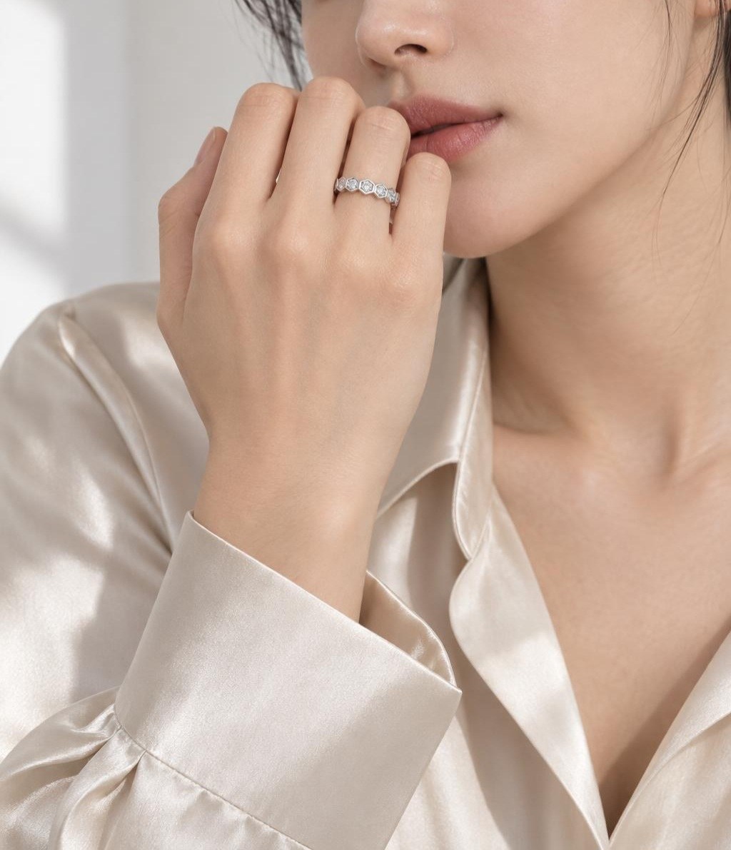 14K 벌짚스타일 랩다이아몬드 반지 상품 사진 3