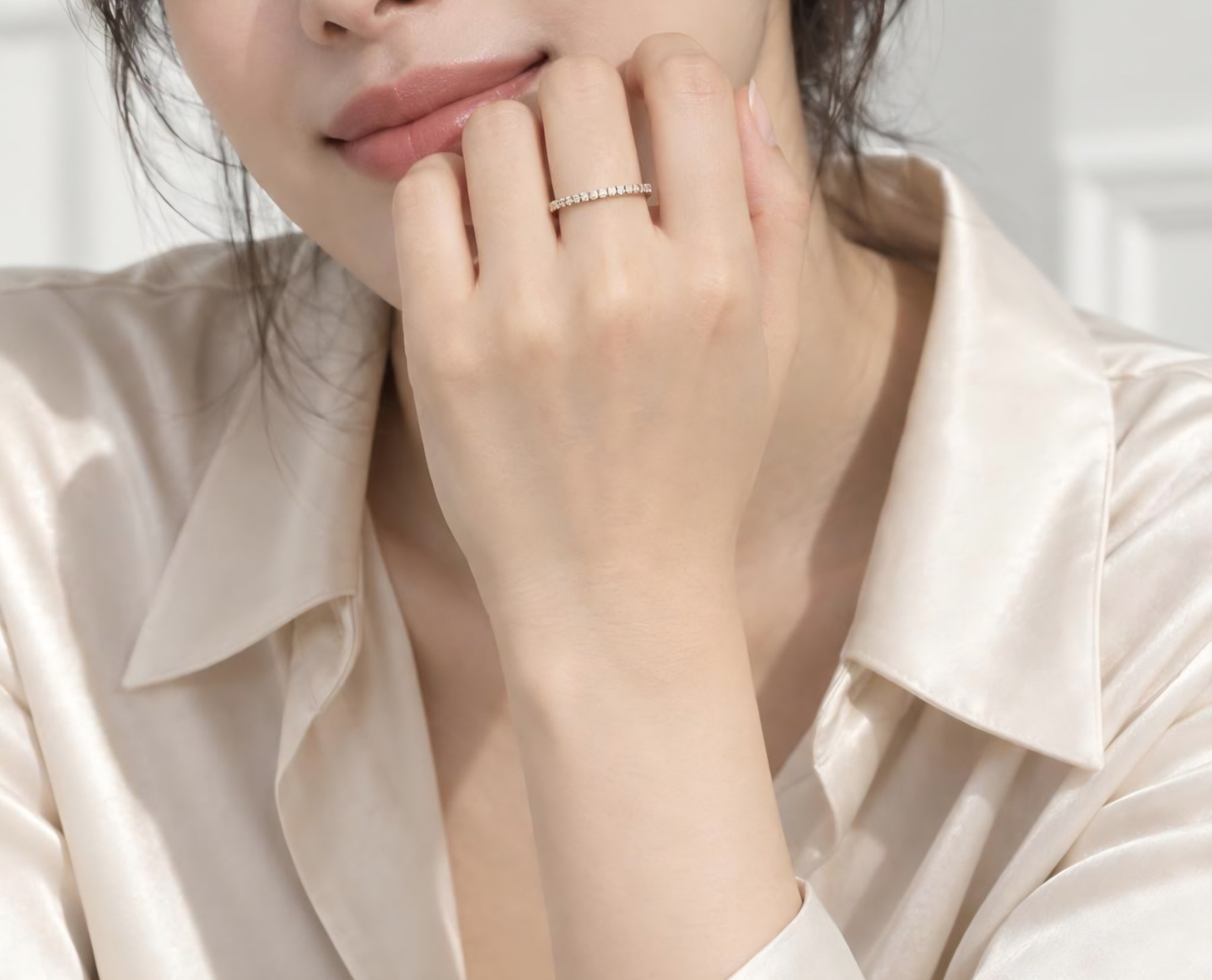 14K슬림 랩다이아몬드 파베 반지 상품 사진 4