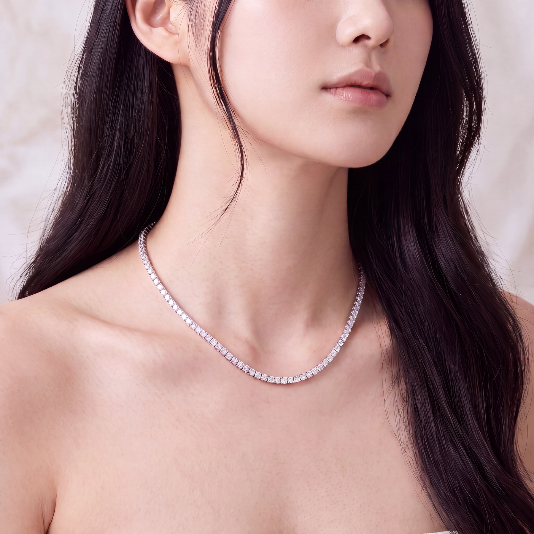 14K 1.8mm 랩다이아몬드 테니스 목걸이 상품 사진 3