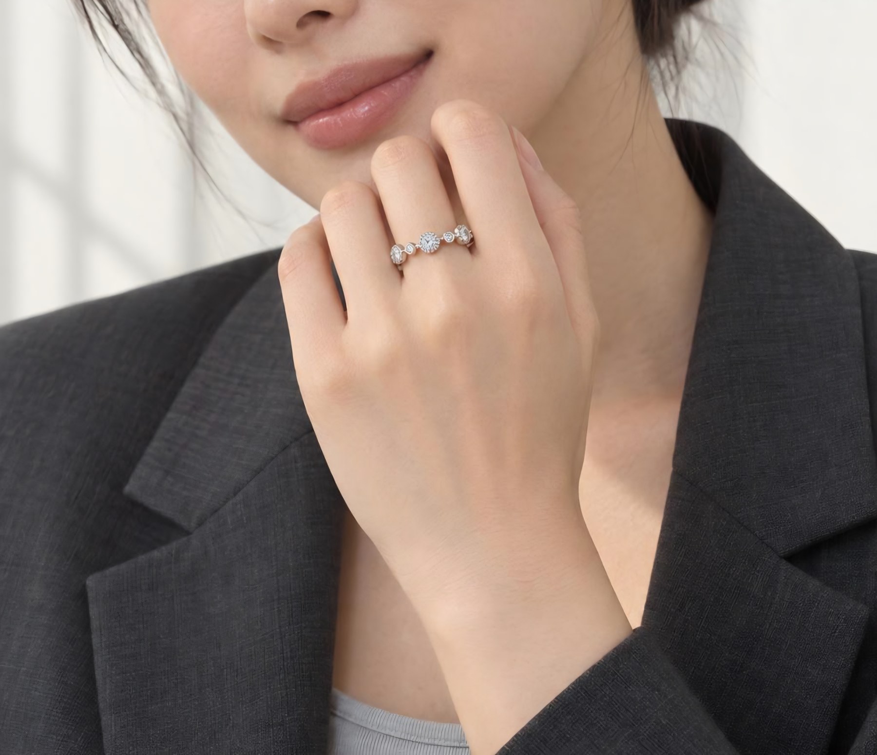 14K 원형멀티 1부 랩다이몬드 포인트 링 반지 상품 사진 3