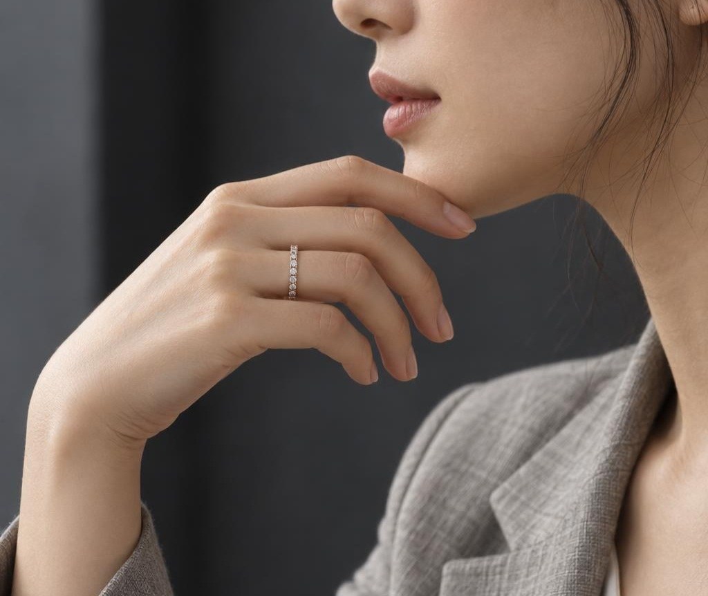 14K 슬림 랩다이아파베 반지 상품 사진 3