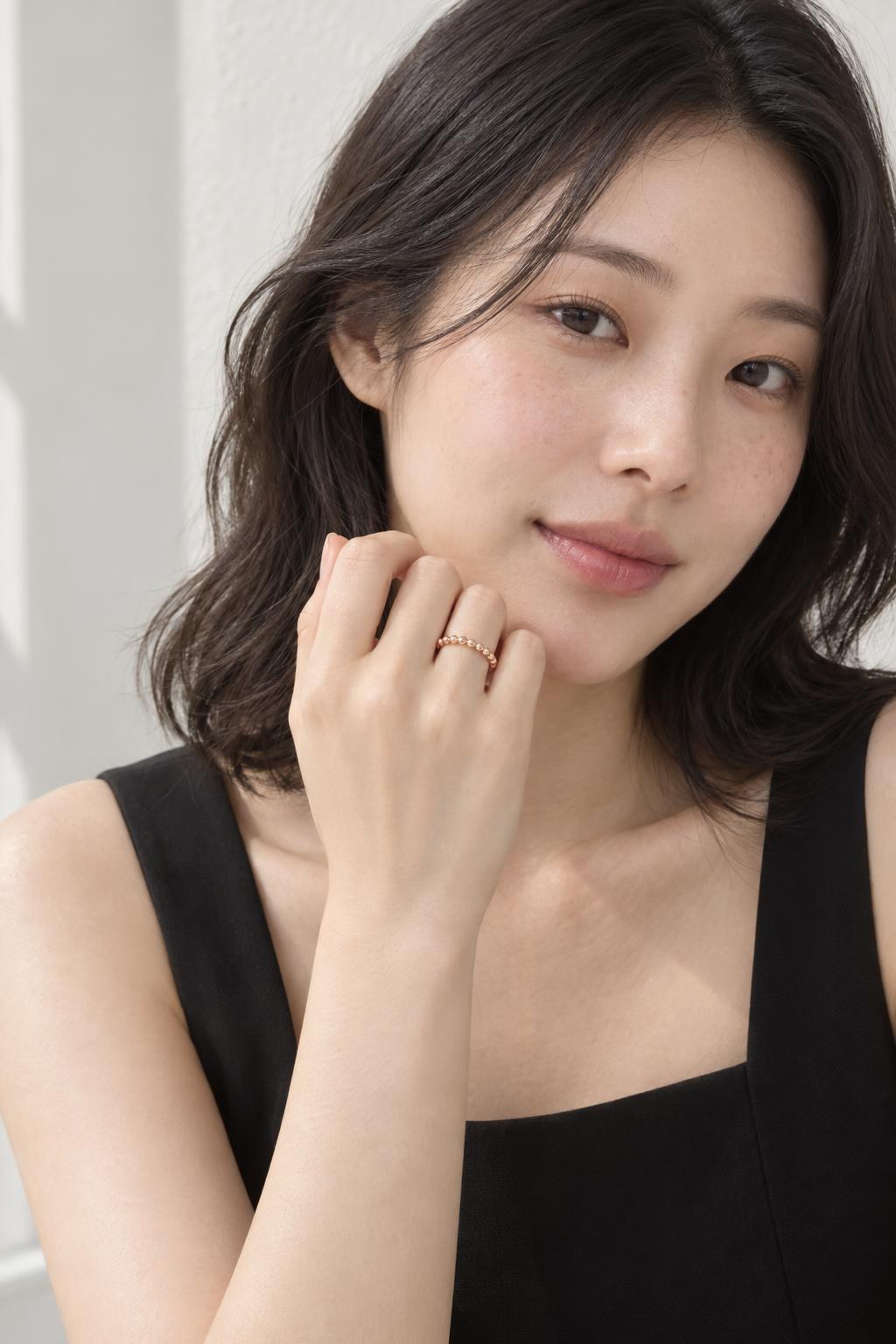 14K 심플비즈 라운드 반지 AI 착용 예시 1