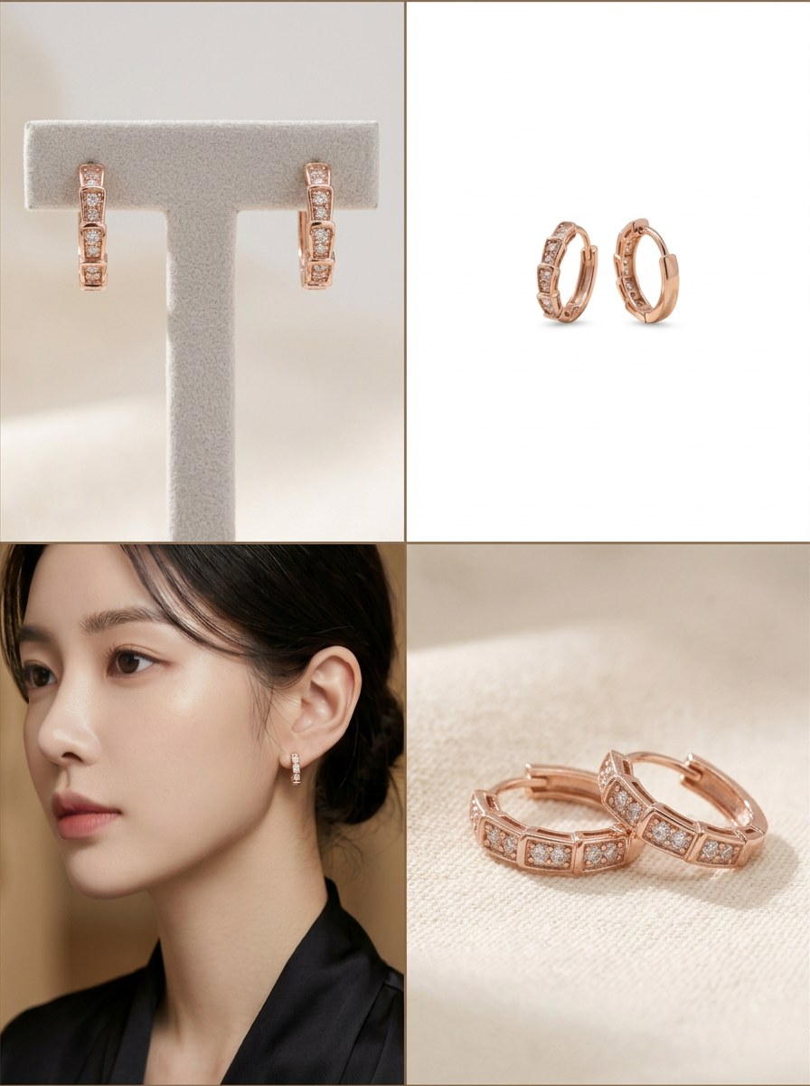 14K 스퀘어컷 프리즘 후프 귀걸이 상품 사진 3