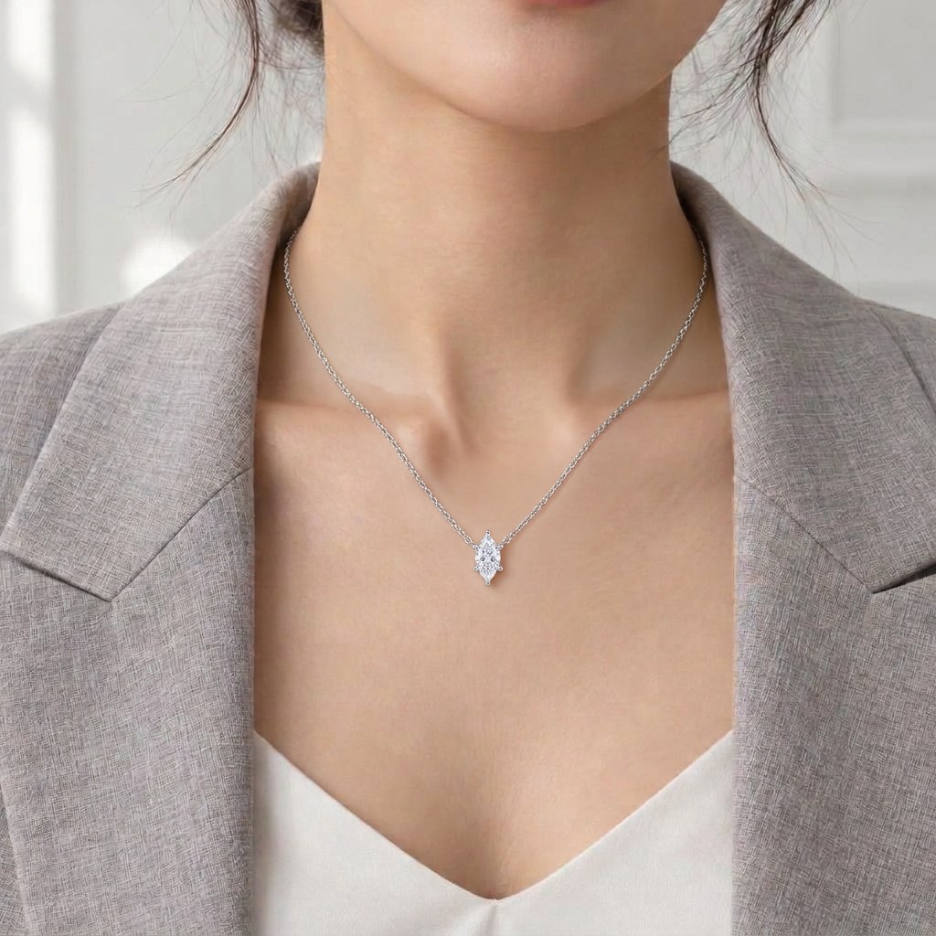 14K 마퀴즈컷 펜시컷 랩 1캐럿 목걸이 상품 사진 4
