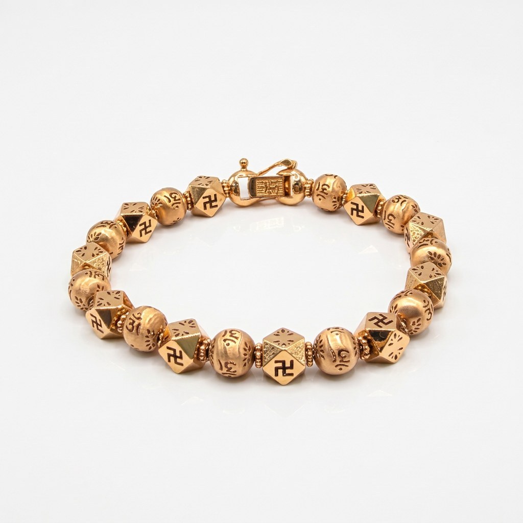 각진 8mm 염주 18k 팔찌 상품 사진 1