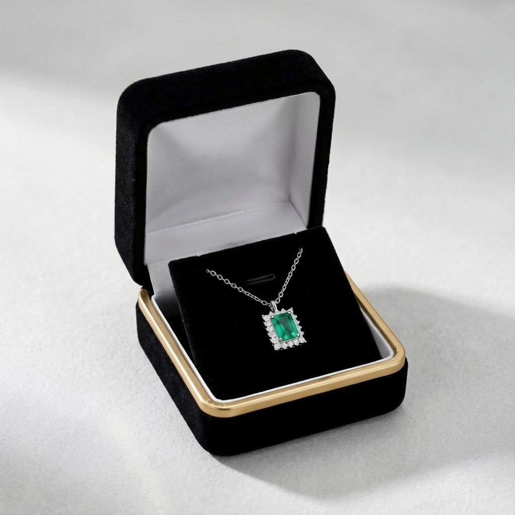 천연 에메랄드 14k 목걸이 상품 사진 3