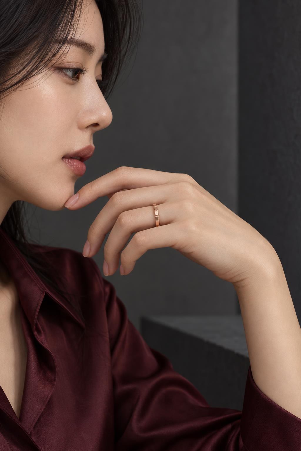 14K 컷팅 면모티프 심플반지 AI 착용 예시 2
