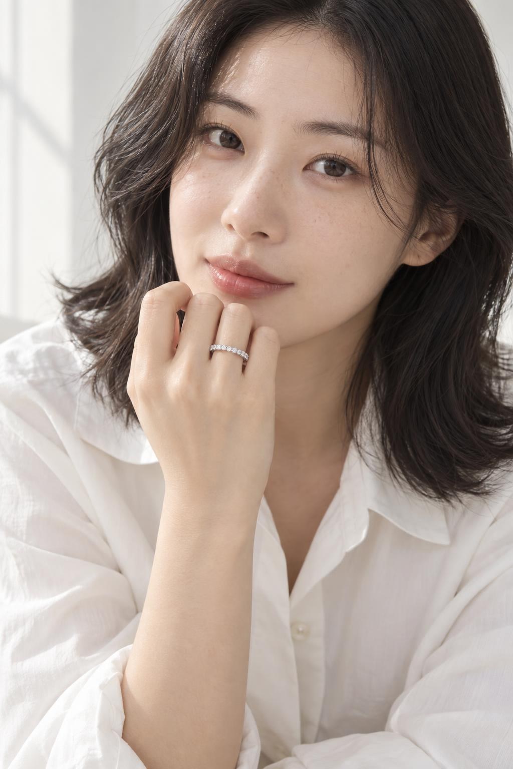 14K 2.5mm 테니스 가드링 반지 AI 착용 예시 1